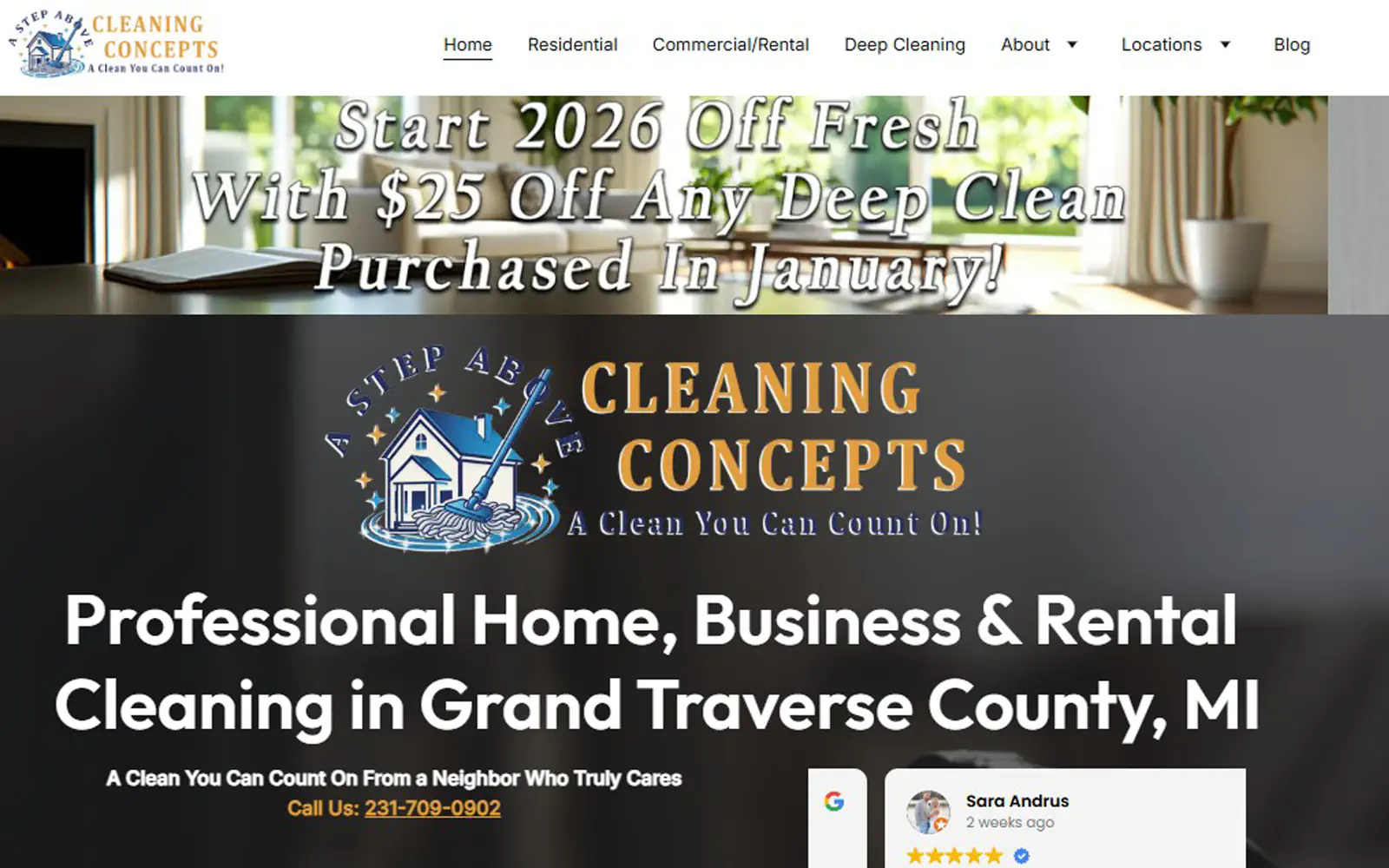 Modern website design with strong visual hierarchy and trust elements